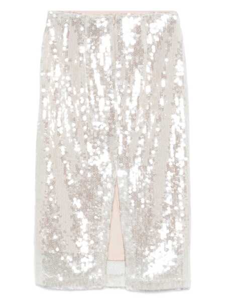 Fuste FEDERICA TOSI Metallic Colored Skirt With Mesh Design And All-Over Sequins In Tech Fabric Woman GREY Femei (BM 17450580) 2