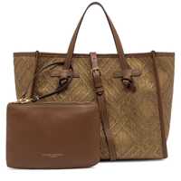 Genti de mana GIANNI CHIARINI Dama - Genti de mana GIANNI CHIARINI Gianni Chiarini Marcella Canvas And Leather Shopping Bag BROWN Femei (BM 17452467) - B-mall.ro