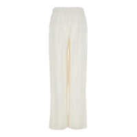 Pantaloni casual White Pants With Wide Leg And Elastic Rear Waist In Tech Fabric Woman Femei