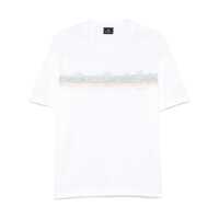 Tricouri Paul Smith White T-Shirt With 'Desert Stripe' Print Barbati