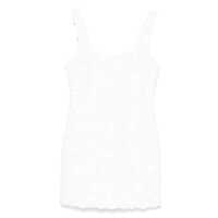 Rochii White Sleeveless Mini Dress With Round Neck And All-Over Floral Embroidery In Tech Fabric Stretch Woman Femei