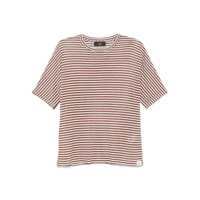 Tricouri Peuterey Linen T-Shirt With White And Brown Stripes Femei