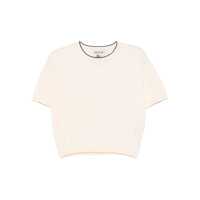 Pulovere Semicouture Beige Cotton Sweater With Short Sleeves Femei