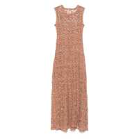 Rochii 'Swing' Brown Long Dress With Perforated And Semi-Transparent Design In Cotton Woman Femei
