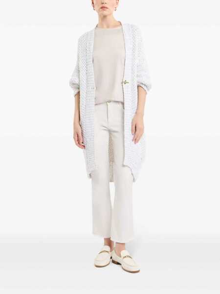 Blugi drepti Fay CROPPED FRINGED PANTS Brown Femei (BM 17456718) 2