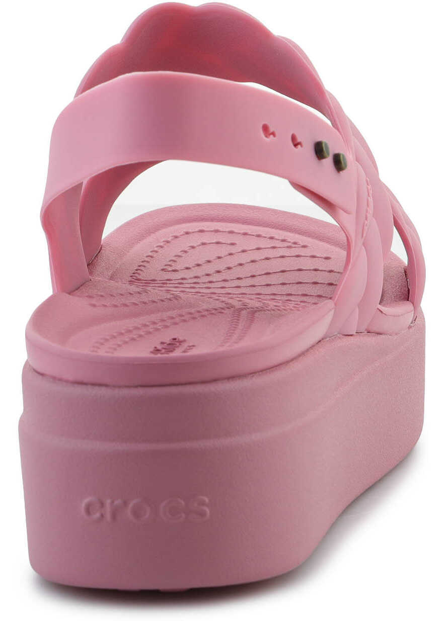 Slapi Crocs Brooklyn Woven Low Wedge Rosette Pink Femei (BM 17456953) 5