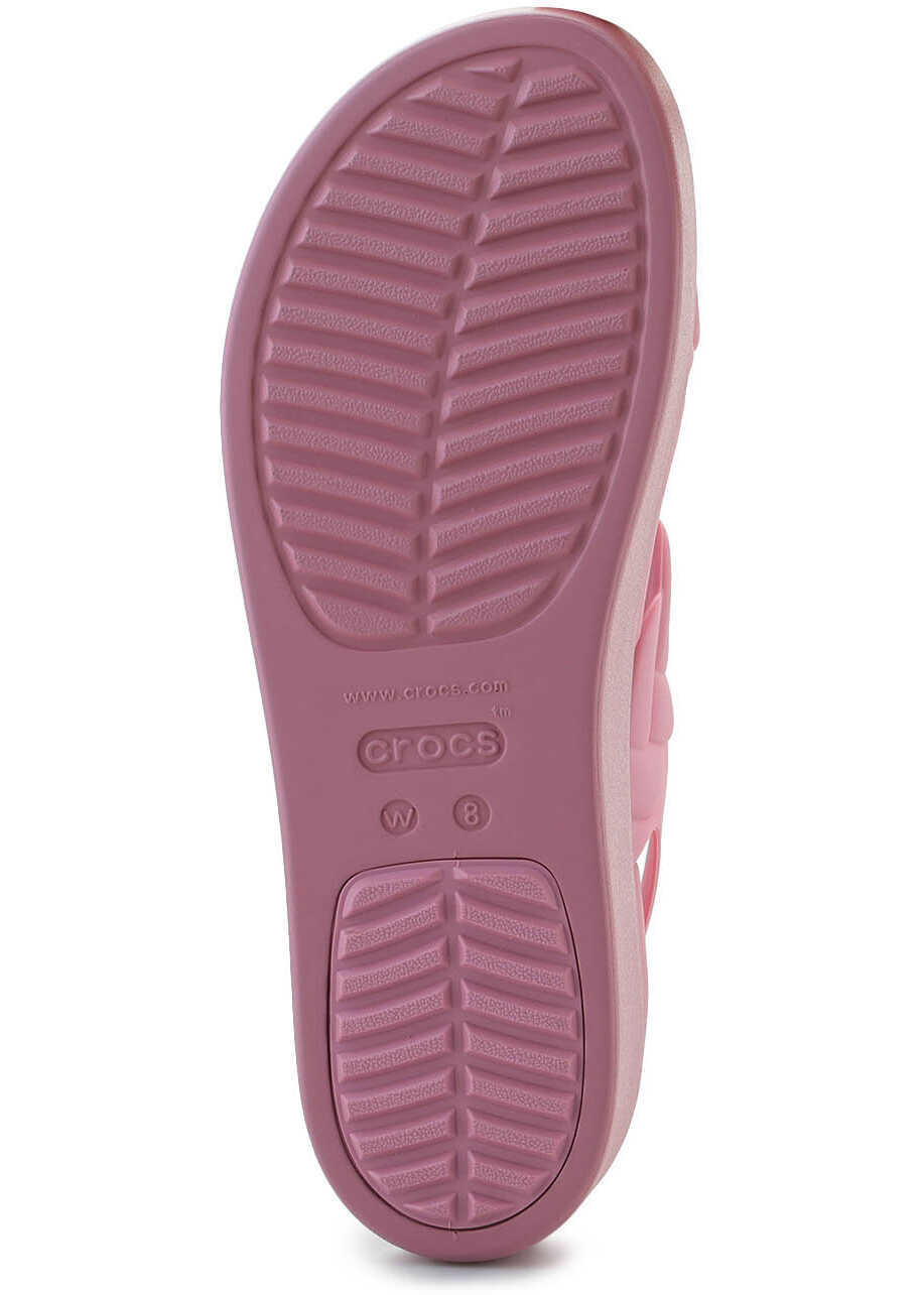 Slapi Crocs Brooklyn Woven Low Wedge Rosette Pink Femei (BM 17456953) 7