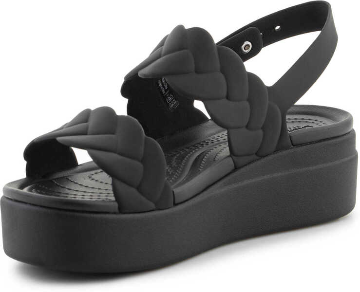 Slapi Crocs Brooklyn Woven Low Wedge Black/Black Black Femei (BM 17456956) 3