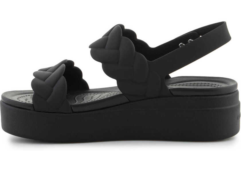 Slapi Crocs Brooklyn Woven Low Wedge Black/Black Black Femei (BM 17456956) 4