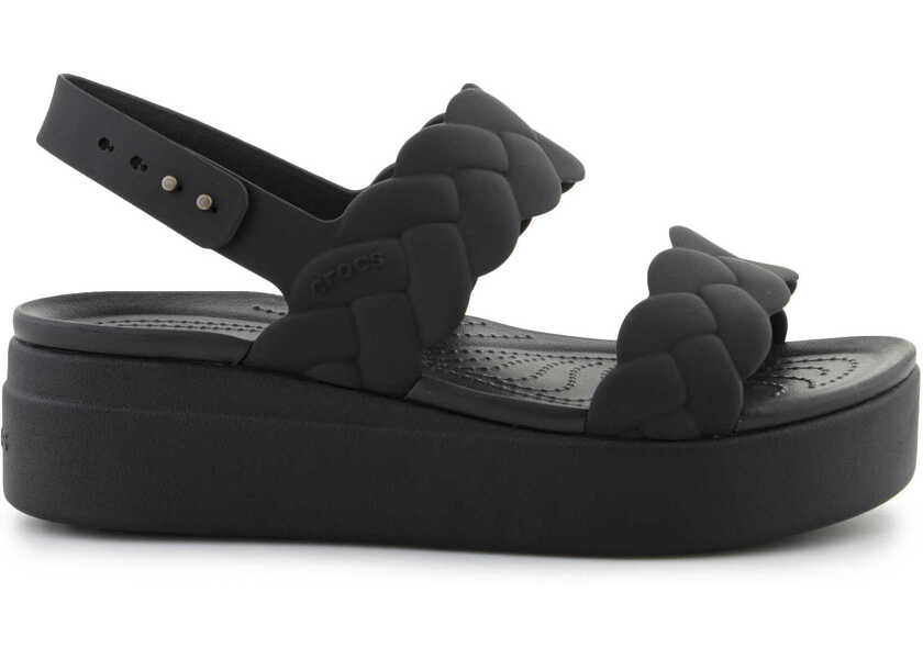 Slapi Crocs Brooklyn Woven Low Wedge Black/Black Black Femei (BM 17456956) 6