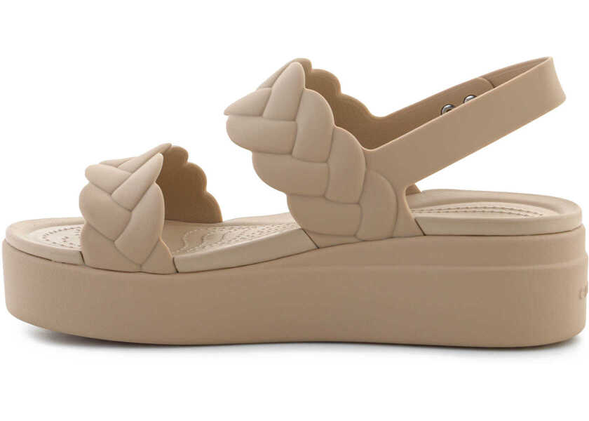 Slapi Crocs Brooklyn Woven Low Wedge Chai Beige Femei (BM 17456959) 4