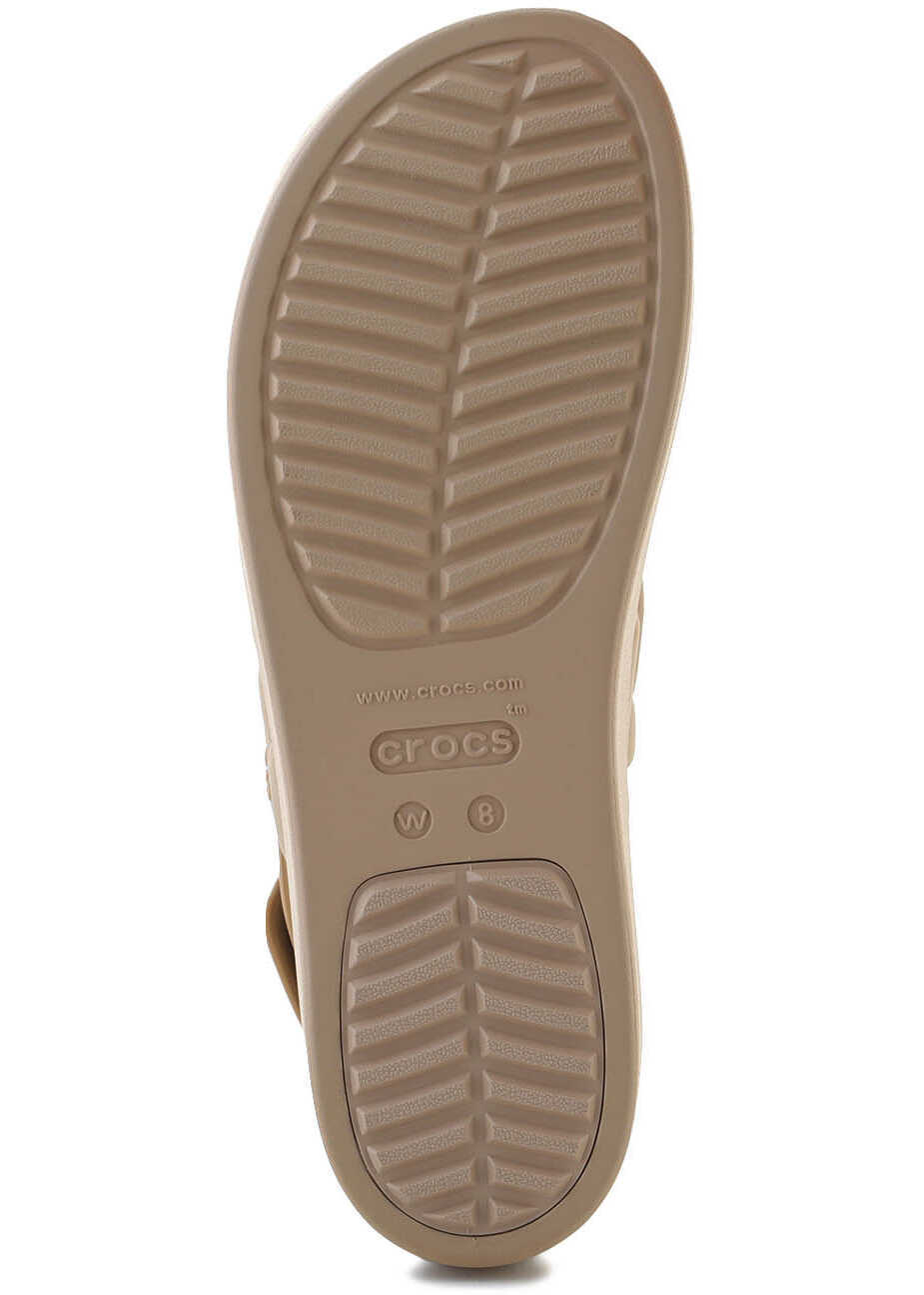 Slapi Crocs Brooklyn Woven Low Wedge Chai Beige Femei (BM 17456959) 7