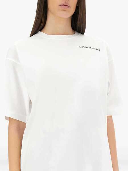 Tricouri Aspesi Make My Heart Sing T Shirt WHITE Femei (BM 17457097) 4