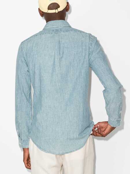 Camasi casual Ralph Lauren Slim-fit chambray shirt Light blue Barbati (BM 17457435) 3
