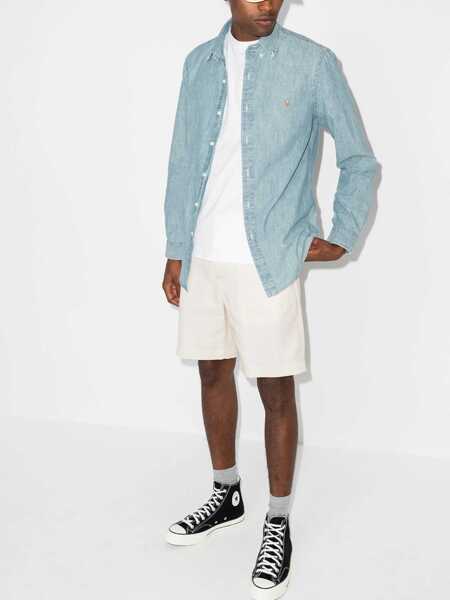 Camasi casual Ralph Lauren Slim-fit chambray shirt Light blue Barbati (BM 17457435) 5