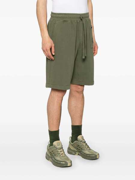Pantaloni C.P. Company Green Shorts With Elastic Drawstring Waist And Logo Plaque On The Front In Cotton Man GREEN Barbati (BM 17458719) 3