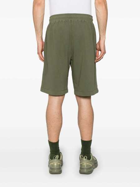 Pantaloni C.P. Company Green Shorts With Elastic Drawstring Waist And Logo Plaque On The Front In Cotton Man GREEN Barbati (BM 17458719) 4