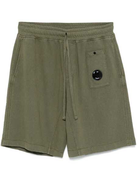 Pantaloni C.P. Company Green Shorts With Elastic Drawstring Waist And Logo Plaque On The Front In Cotton Man GREEN Barbati (BM 17458719) 1