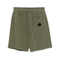 Pantaloni Green Shorts With Elastic Drawstring Waist And Logo Plaque On The Front In Cotton Man Barbati