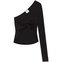 Topuri Courrèges Black Top With Asymmetric Design Twist Detailing One-Shoulder Femei
