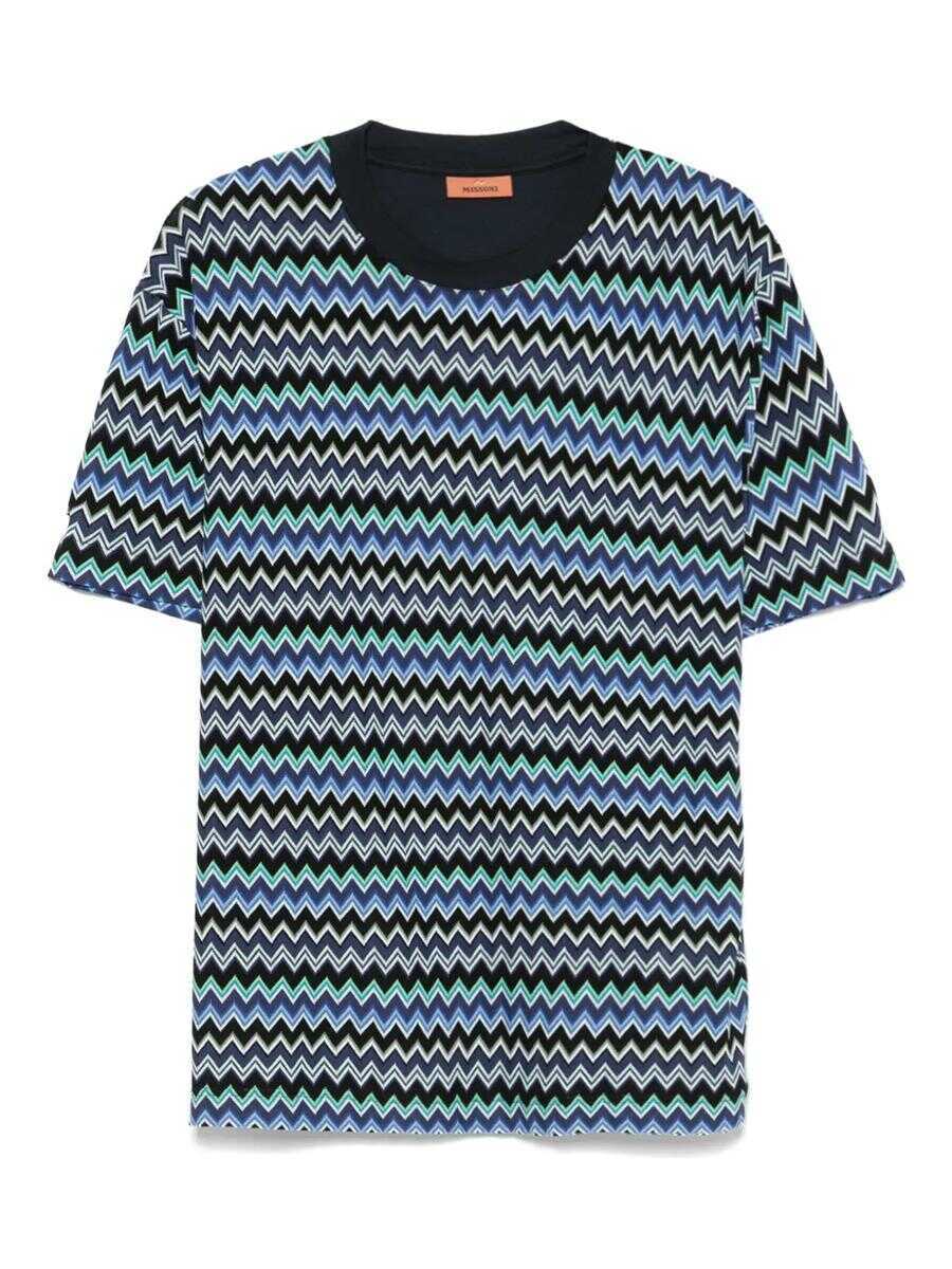 Tricouri MISSONI BEACHWEAR Missoni Zigzag Print T-Shirt BLUE Barbati (BM 17461593) 1