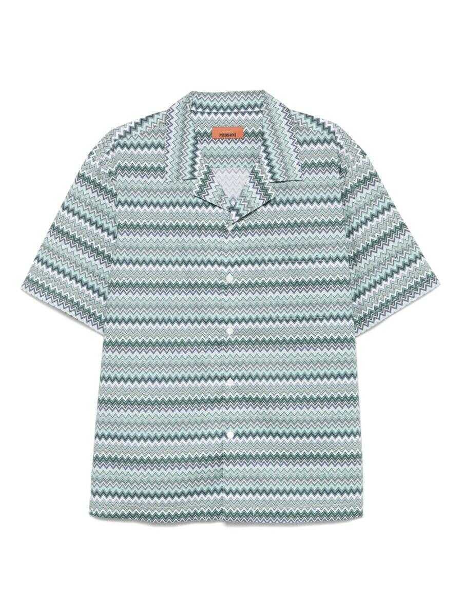 Camasi MISSONI BEACHWEAR Missoni Zigzag Pattern Shirt GREEN Barbati (BM 17461596) 1