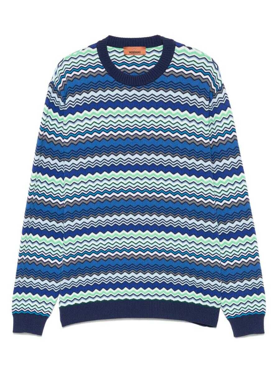 Pulovere MISSONI BEACHWEAR Missoni Zigzag Pattern Sweater BLUE Barbati (BM 17461611) 1
