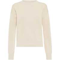 Pulovere Beige Crewneck Sweater With Dropped Shoulders In Cotton Woman Femei
