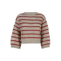 Pulovere 'Dazzling Striped' Beige Sweater With Stripe Motid And Openwork Design In Linen Woman Femei