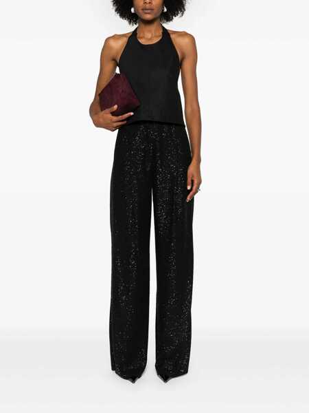 Pantaloni casual Max Mara Max Mara Navigli Sequined Trousers Black Femei (BM 17464956) 2