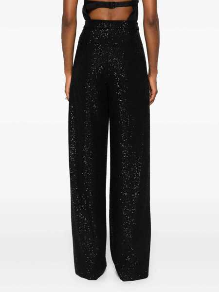 Pantaloni casual Max Mara Max Mara Navigli Sequined Trousers Black Femei (BM 17464956) 4