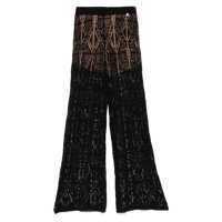 Pantaloni casual Liu Jo Cotton Semi-Perforated Trousers In Black Femei