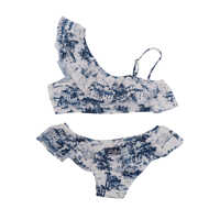 Costume de baie pentru Fete - Costume de baie Mc2 Saint Barth ONE SHOULDER RUFFLES BIKINI Blue Fete (BM 17466789) - B-mall.ro