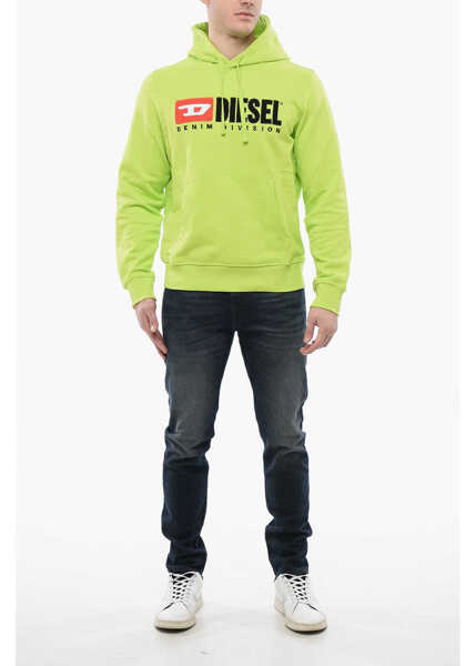 Bluze de trening Diesel Brushed Cotton Hoodie Sweatshirt With Embroidered Logo Yellow Barbati (BM 17467204) 4