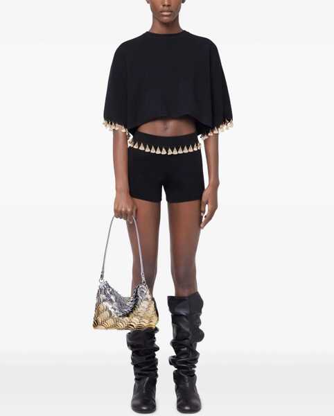 Tricouri RABANNE Knit Crop T-Shirt BLACK Femei (BM 17468626) 2