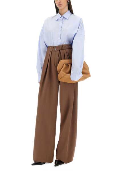 Pantaloni casual Dries Van Noten Wide-Leg Pants With Belt BROWN Femei (BM 17468635) 2