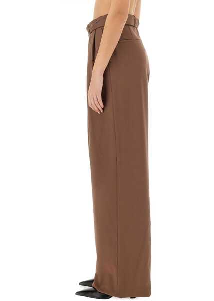 Pantaloni casual Dries Van Noten Wide-Leg Pants With Belt BROWN Femei (BM 17468635) 3