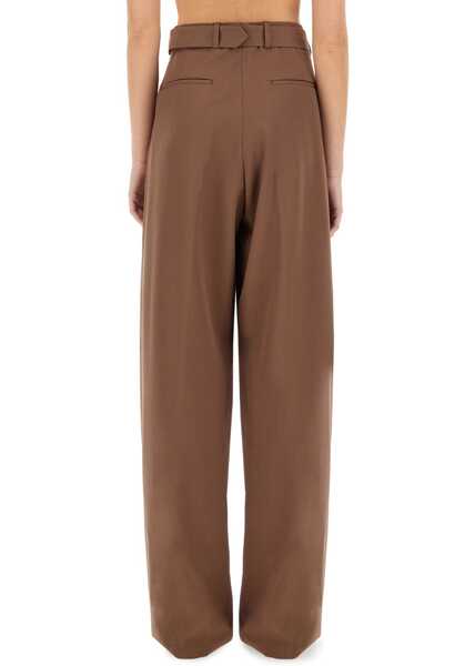 Pantaloni casual Dries Van Noten Wide-Leg Pants With Belt BROWN Femei (BM 17468635) 4