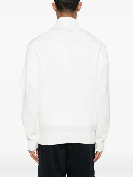 Cardigane C.P. Company White Cardigan With High Neck And Lens Motif Applied On The Sleeve In Cotton Man WHITE Barbati (BM 17468718) 4