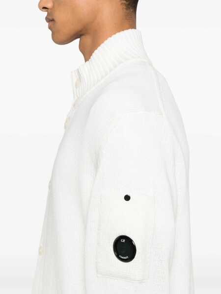 Cardigane C.P. Company White Cardigan With High Neck And Lens Motif Applied On The Sleeve In Cotton Man WHITE Barbati (BM 17468718) 5