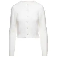 Cardigane White Cropped Cardigan In Angora Woman Femei