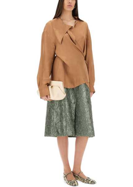 Fuste casual Dries Van Noten Ruched Satin Midi Skirt GREEN Femei (BM 17469406) 2