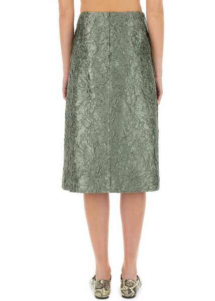 Fuste casual Dries Van Noten Ruched Satin Midi Skirt GREEN Femei (BM 17469406) 3