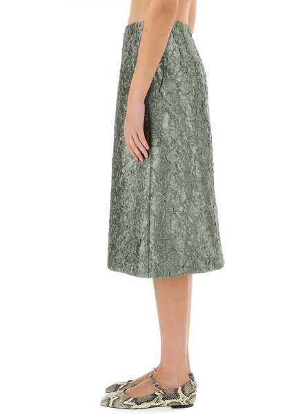 Fuste casual Dries Van Noten Ruched Satin Midi Skirt GREEN Femei (BM 17469406) 4
