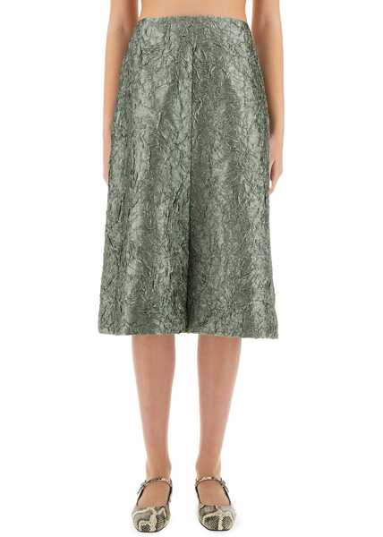 Fuste casual Dries Van Noten Ruched Satin Midi Skirt GREEN Femei (BM 17469406) 1