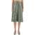 Dries Van Noten Ruched Satin Midi Skirt GREEN