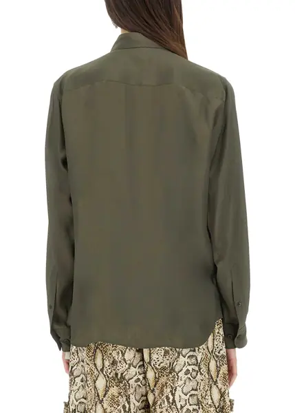 Bluze Dries Van Noten Silk Blend Satin Shirt GREEN Femei (BM 17469412) 3