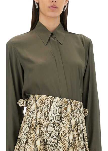 Bluze Dries Van Noten Silk Blend Satin Shirt GREEN Femei (BM 17469412) 4