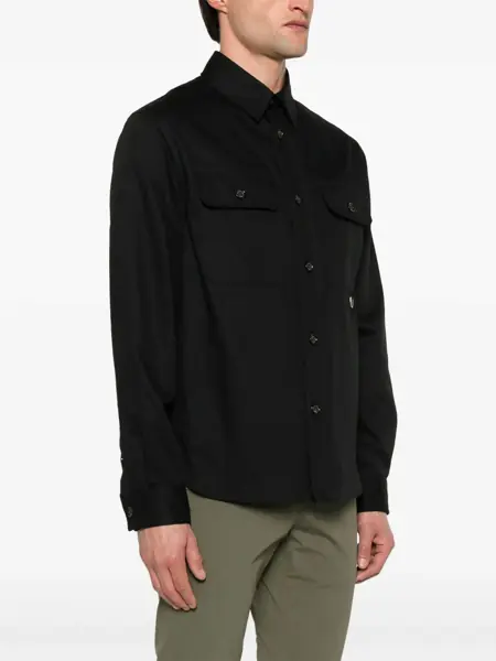 Jachete Paolo Pecora Overshirt in gabardine Black Barbati (BM 17469445) 3