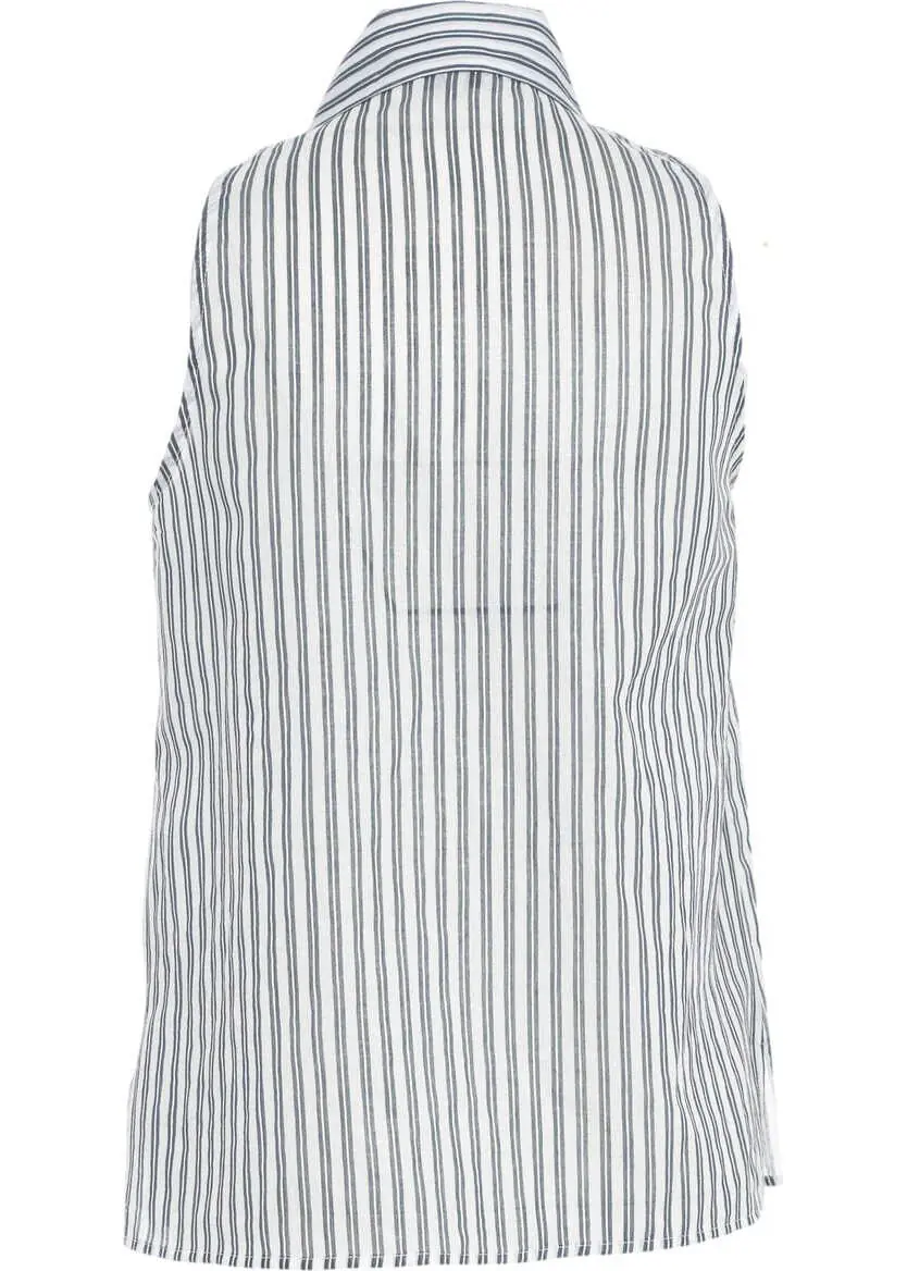 Bluze Himons Striped blouse with bow tie detail Blue Femei (BM 17469457) 3
